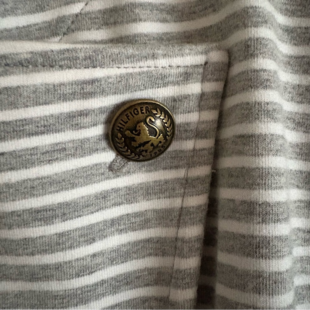 Tommy Hilfiger Women's Gray & White Striped Military Band Jacket Large - Picture 3 of 6